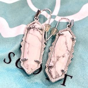Kendra Scott Elle silver-tone white marble drop earrings